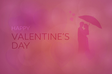 Obraz na płótnie Canvas Valentine’s day. Background with hearts and couple. Text: Happy Valentine’s Day.