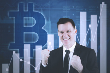 Successful businessman with bitcoin symbol
