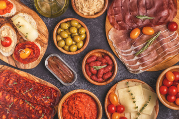 Typical spanish tapas concept.