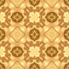 Seamless kaleidoscopic texture in golden-brown spectrum