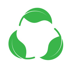 Recycle icon made of green leaves