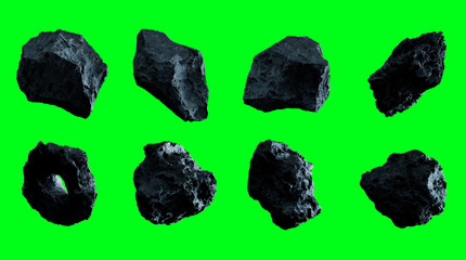 Obraz premium Dark rock asteroid pack 3D rendering