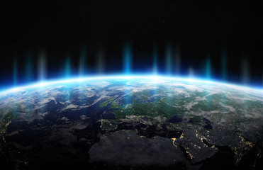 View of blue planet Earth in space 3D rendering elements of this image furnished by NASA