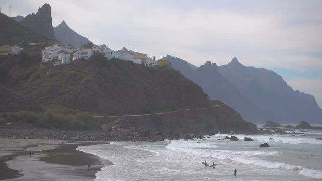 Rocky coast of Atlantic Ocean and Almaciga beach in Tenerife, Canary Islands