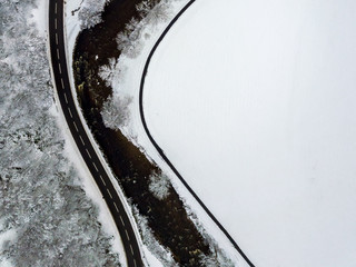 Drone view of snow landscape