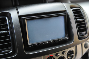 Obraz na płótnie Canvas interior of modern white car. Additional controls.