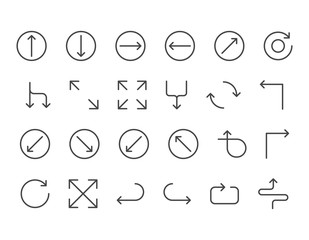 Set of Arrows Editable Stroke 48x48 Pixel Perfect Vector