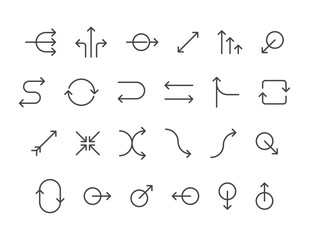 Set of Arrows Editable Stroke 48x48 Pixel Perfect Vector