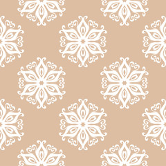 Beige and white floral seamless pattern