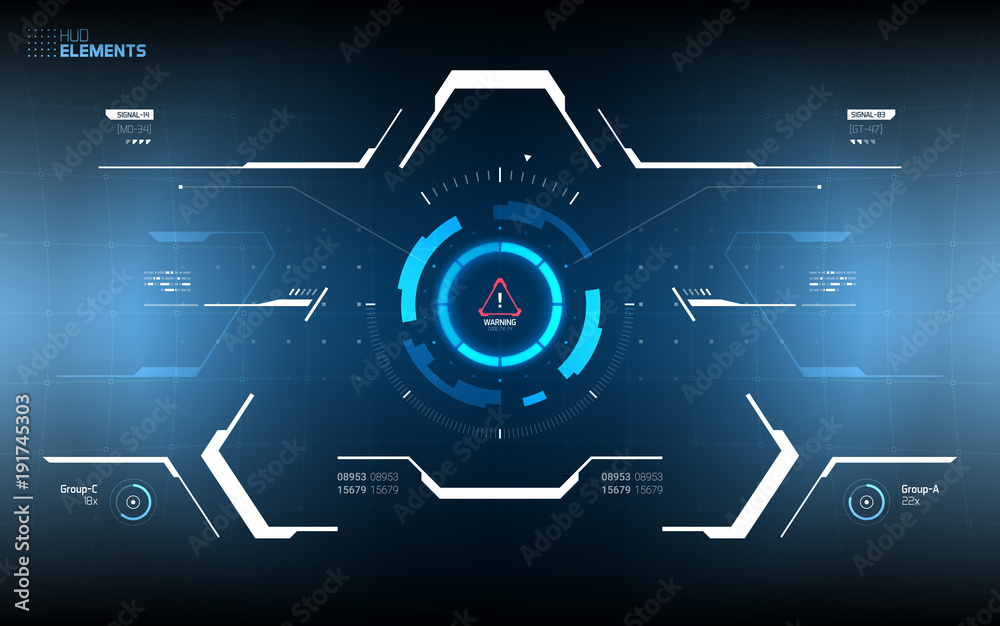 Wall mural sci-fi concept hud interface screen. virtual reality view display. hologram technology