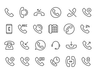 Simple Set of Phone Related Vector Line Icons. Editable Stroke. 48x48 Pixel Perfect.