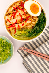 Japanese Style Chicken And Chilli Ramen Soup or Broth With Pak Choi
