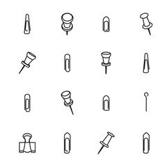 Icons clips of thin lines, vector illustration.