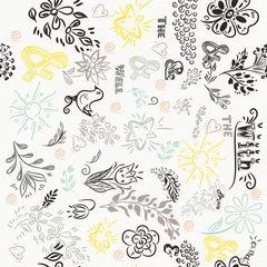 Gordijnen Cute illustration with doodles pattern ideal for fabric designs © Mary fleur