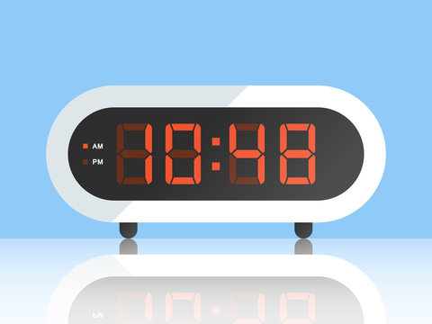 Digital Alarm Clock. Vector Illustration, On White Background