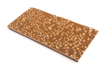 the back of a chocolate bar on a white background