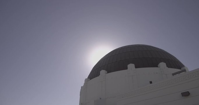 Griffith Observatory - Tracking Towards East Dome With Sun Tracking Behind