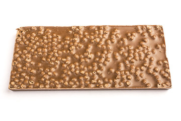 the back of a chocolate bar on a white background
