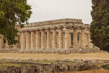 Italy,Cilento, archaeological site of Paestum, the Temple of Athena also known as Cerere Temple 