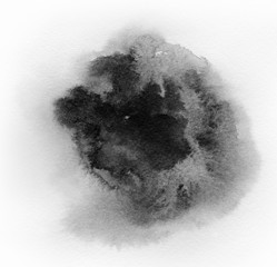 Art of Watercolor. Black spot on watercolor paper.
