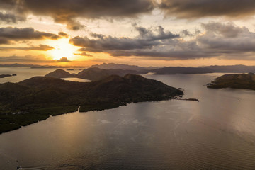 Sunset on mountain and sea in Philippines