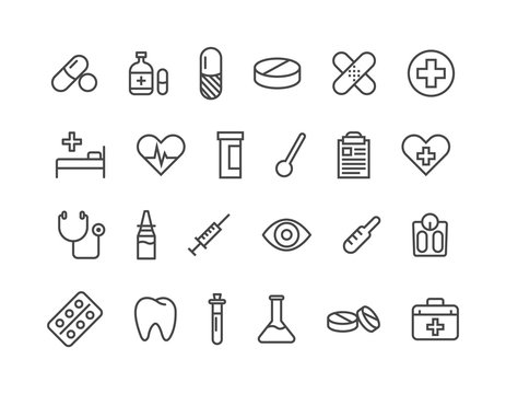 Simple Set of Medical Related Vector Icons.Editable Stroke. 48x48 Pixel Perfect.