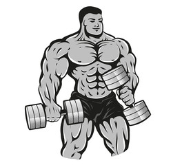Fototapeta premium bodybuilder with dumbbells.