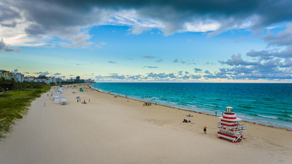 Fototapeta na wymiar An aerial view of the famous South Beach in Miami, Florida