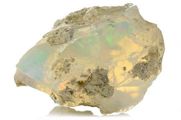 Ethiopian welo opal isolated on white background
