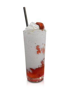 Strawberry milk shake smoothie isolate on white background.