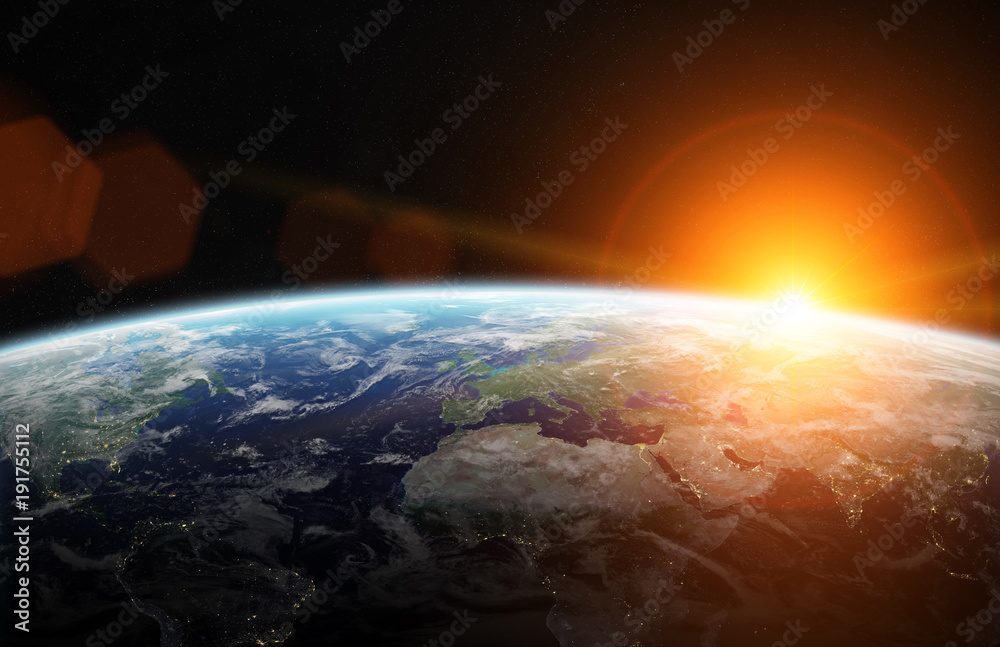 Poster View of blue planet Earth in space 3D rendering elements of this image furnished by NASA