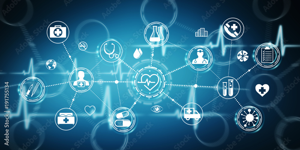 Aufkleber Healthcare modern interface 3D rendering