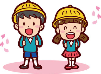 入学式のイメージイラスト（男の子と女の子）