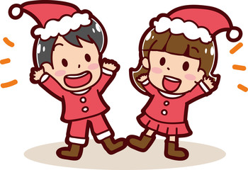 クリスマスのイメージイラスト（男の子と女の子）