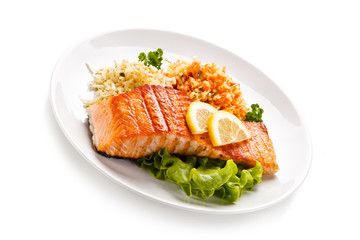 Grilled salmon and vegetables