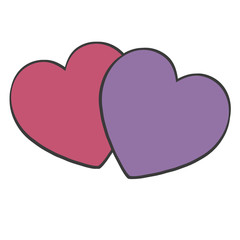 Сердечки розовый фиолетовый сиреневый на белом фоне