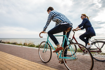 Healthy lifestyle - people riding bicycles
