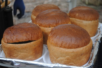 festival of street food, cooking meat on an open fire