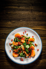 Vegetable salad on wooden background