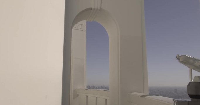 Tracking Through The Archways At The Observatory Overlooking Downtown Los Angeles