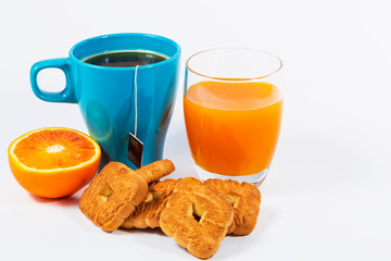 Breakfast on a white background. Isolated
