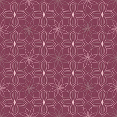 Seamless pattern with geometric elements. Dark red background