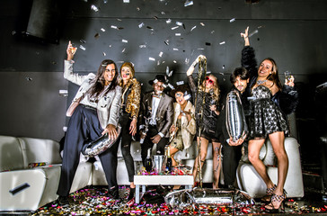 Friends having party in a nightclub