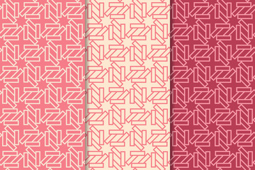 Cherry red geometric seamless patterns