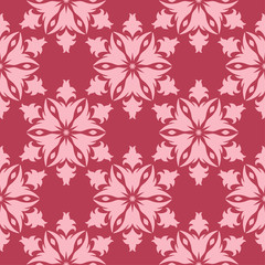 Fototapeta premium Floral seamless design on red background