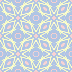 Blue geometric seamless pattern. Background with beige and pink elements