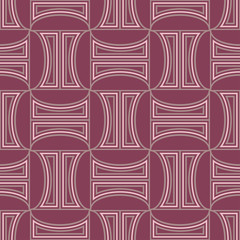 Seamless pattern with geometric elements. Dark red background