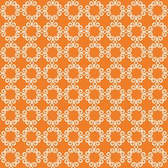 Fototapeta premium White floral seamless pattern on orange background
