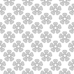 Gray floral seamless ornament on white background