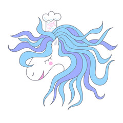 Obraz na płótnie Canvas Vector cute horse. Animal logo, sign for a children's party, print design for a T-shirt cartoon. Chef cook.